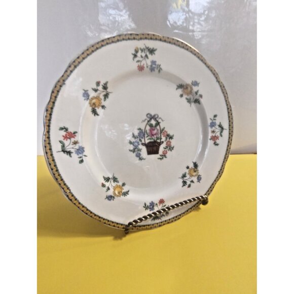 Vintage Aynsley Trio Set Cup, Saucer and Breakfast Plate Flower Basket 1920's - Picture 4 of 16